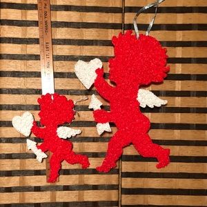 Vintage Cupids melted plastic popcorn wall hanging decor Valentine’s Day